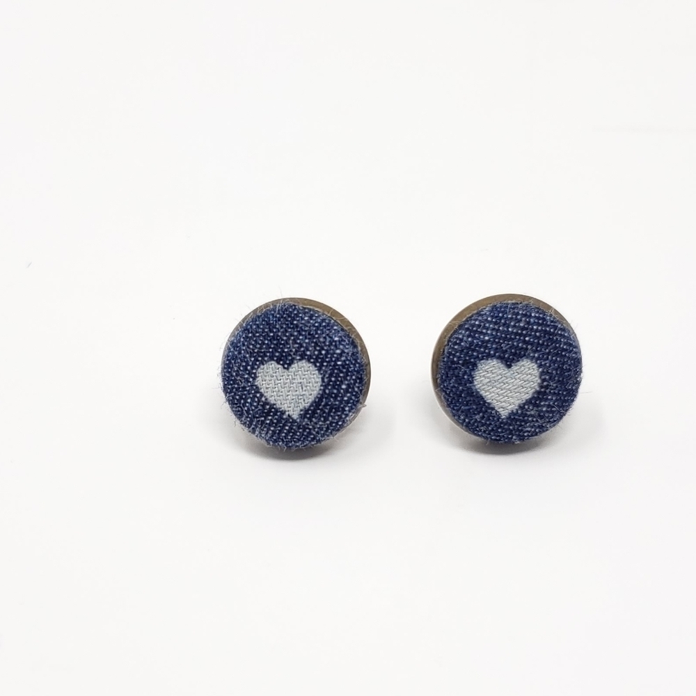 New Handmade | Heart Upcycled Button Stud Earrings